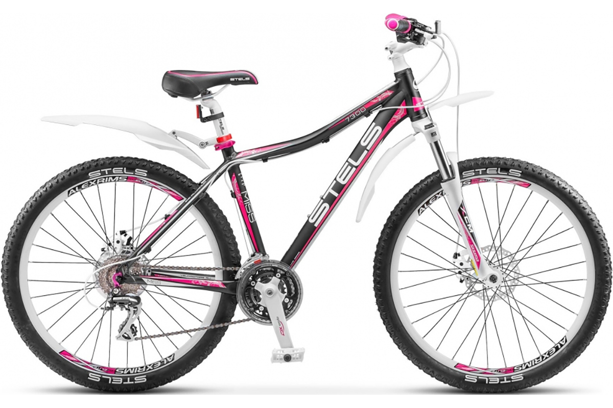 Велосипед Stels Miss 7300 MD (2015) черно-розово-белый 17.5 Велосипед Stels Miss 7300 MD (2015) черно-розово-белый 17.5СПОРТИВНЫЕ<br><br><br>бренд: STELS<br>год: 2015<br>рама: Алюминий (Alloy)<br>вилка: Амортизационная (пружина)<br>блокировка амортизатора: Нет<br>диаметр колес: 26<br>тормоза: Дисковые механические<br>уровень оборудования: Любительский<br>количество скоростей: 24<br>Цвет: черно-розово-белый<br>Размер: 17.5