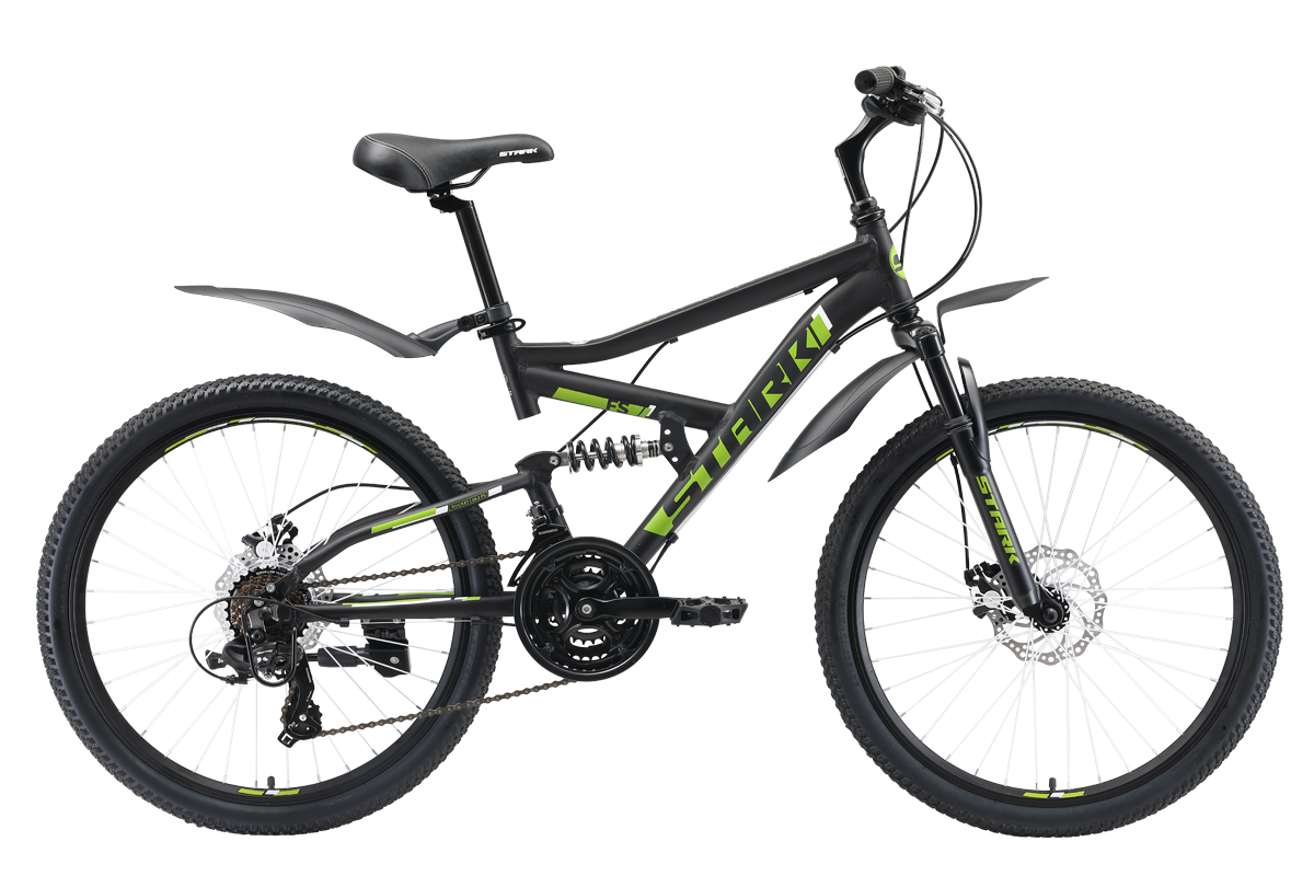 

Велосипед STARK, Велосипед Stark Rocket 24.2 FS D (2019) чёрный/зелёный