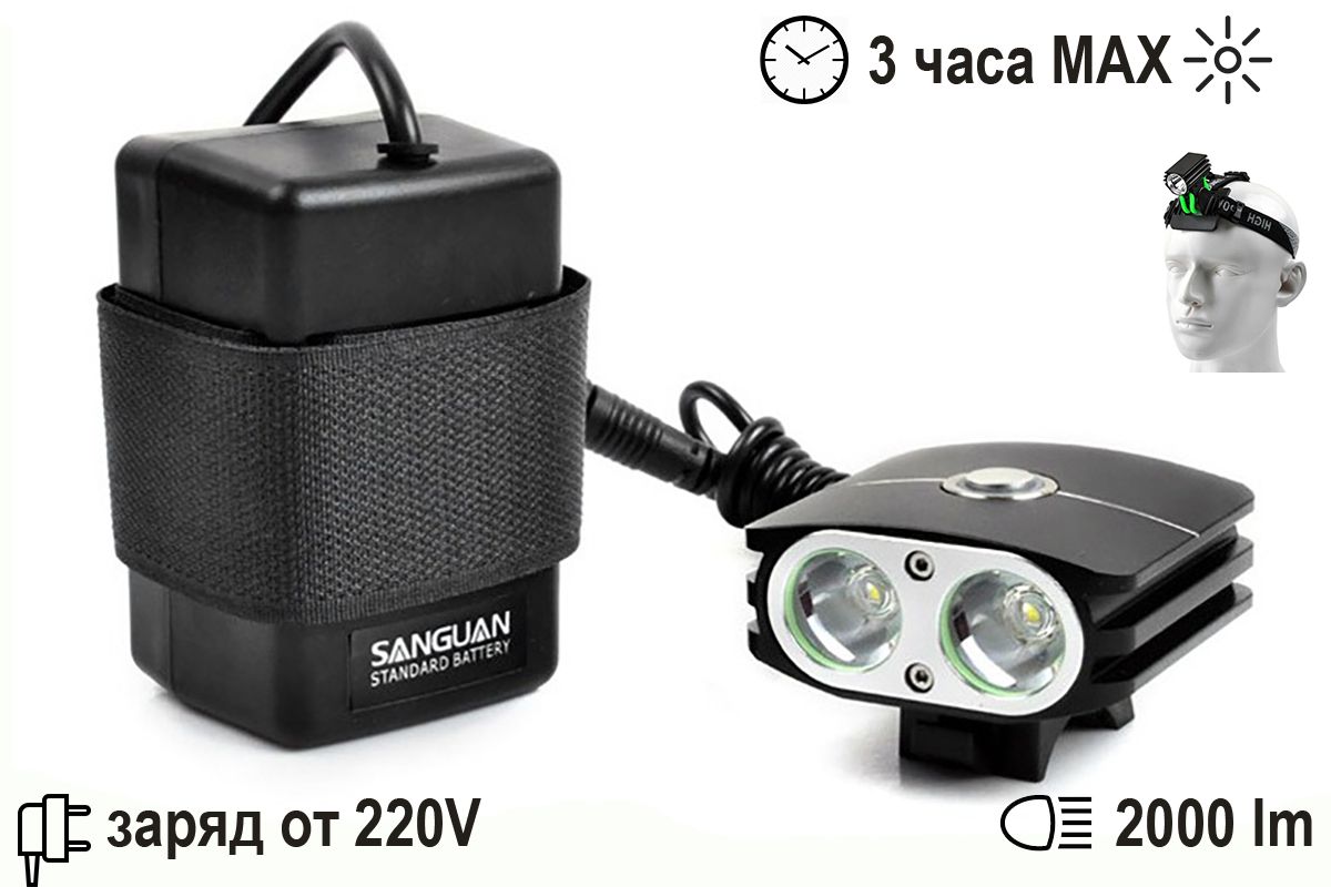 Фонарь передний SANGUAN SG-K21 2000lm чёрный