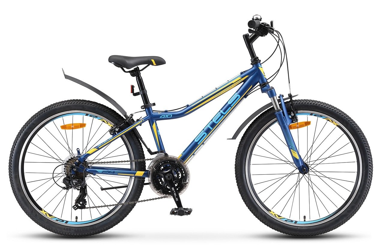 

Велосипед Stels Navigator 410 V 24 21-sp V010 (2019) тёмно-синий/жёлтый