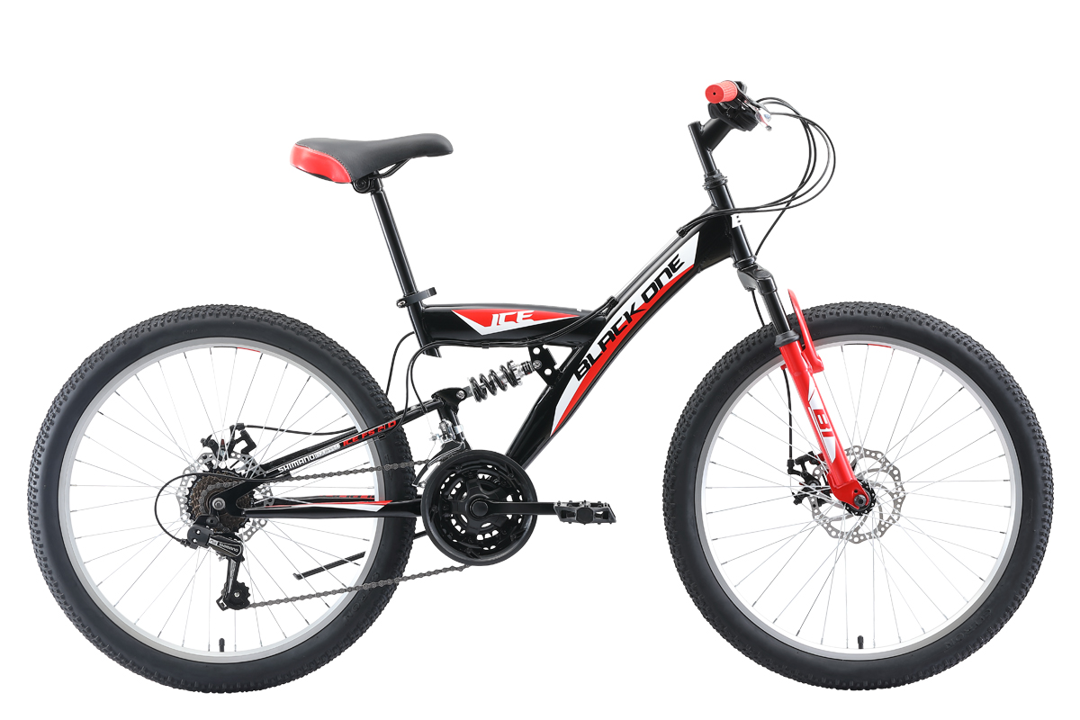 

Велосипед BLACK ONE, Велосипед Black One Ice FS 24 D (2019) чёрный/красный/белый