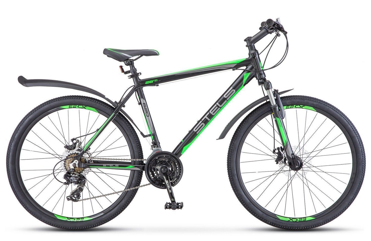 

Велосипед Stels Navigator 620 MD 26 (2018) черно-зеленый
