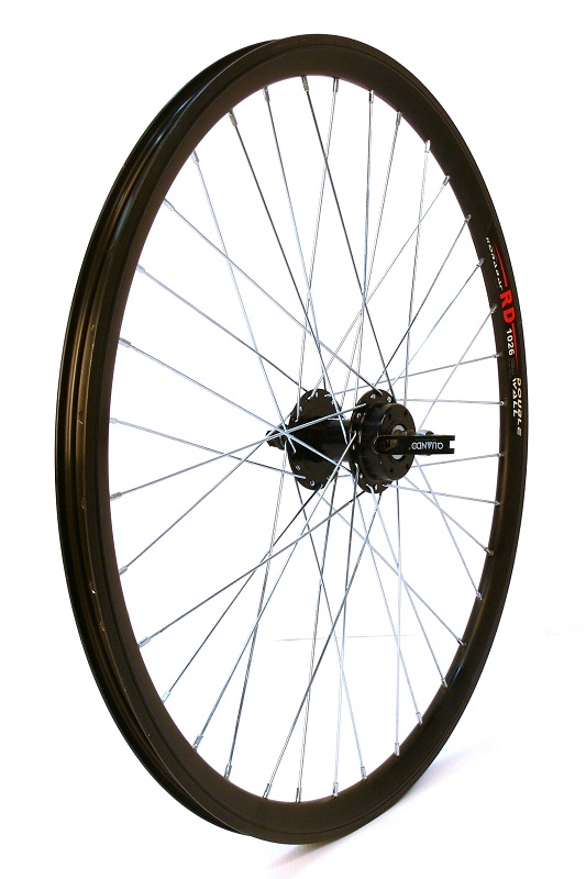 Колесо 29" MTB,переднее,под резьбовой диск, двойной обод RD-1026,алюм.сплав, черный, втулка KT-M65FQR,100 мм с эксц. ,под диск 36 спиц,крепление ротора IS6