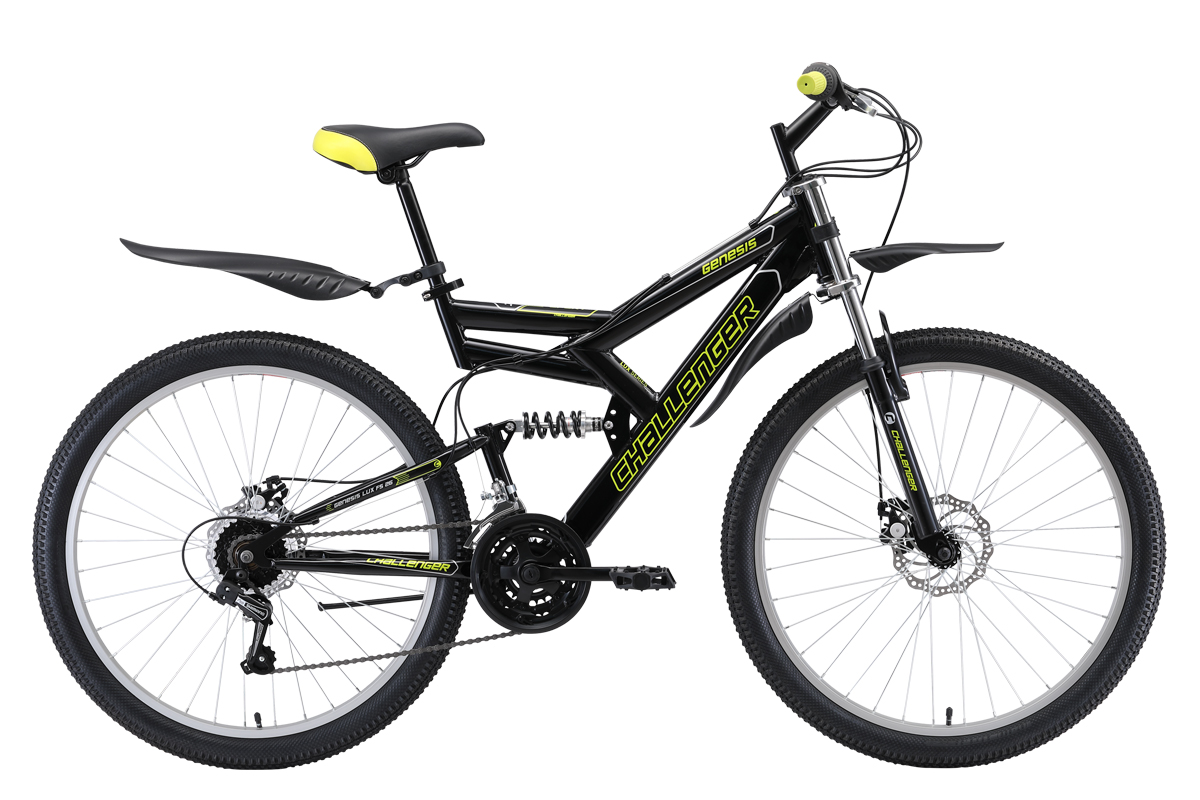 

Велосипед Challenger Genesis Lux FS 26 D (2019) чёрный/зелёный/серый