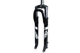 Вилка GRINZ ES 225-2 27,5"*1,1\8" безрезьбовая, пружинная, стальная, черная\белая, 2,55 кг