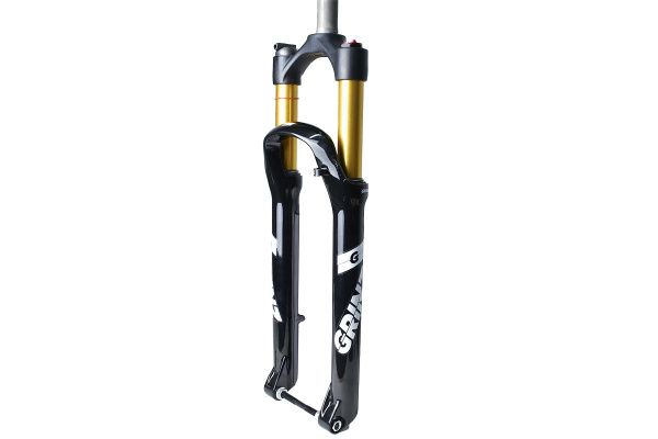 Вилка GRINZ ES-547 HRLO AIR 27,5"1.1\8"ход120мм, воздушная, локаут гидравлический, магниевый сплав, под ось 15мм, безрезьбовая, черная\белая\золотая 1,8кг., без оси!