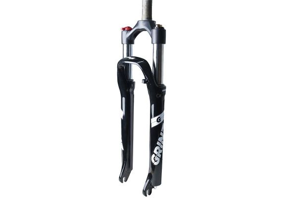 Вилка GRINZ ES 451 MLO 26"*1.1\8"ход 100мм, локаут механический, предварительное сжатие, алюминиевый, черная-белая