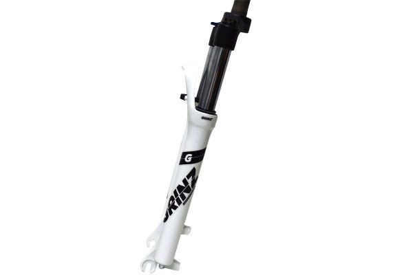 Вилка GRINZ ES 451 HLO 26"*1.1\8"ход 100мм, локаут гидравлический, предварительное сжатие, алюмин, белая\черная