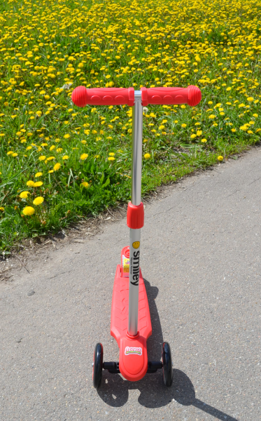 Самокат MINI SMILEY с регулируемым по высоте рулем (красный)