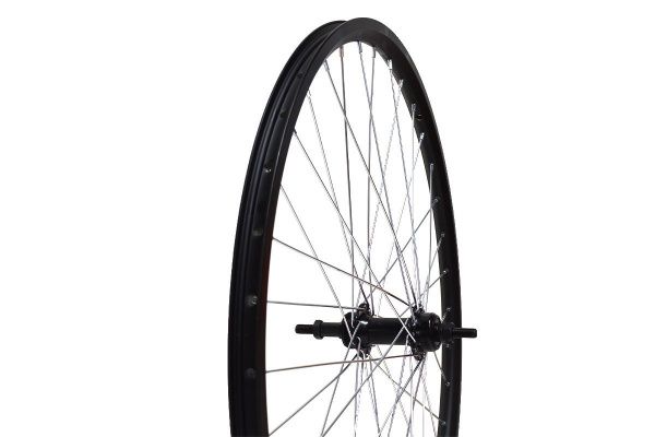 Колесо 26" MTB заднее под трещотку, двойной обод Qijian DA18 36H, втулка FR-03R 36H, сталь, на гайках, черный цвет