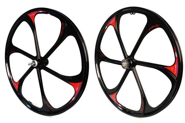 Комплект колес 26" MTB,литое,под трещотку, двойной обод,алюм.,6 лопастей,черное,135/110мм